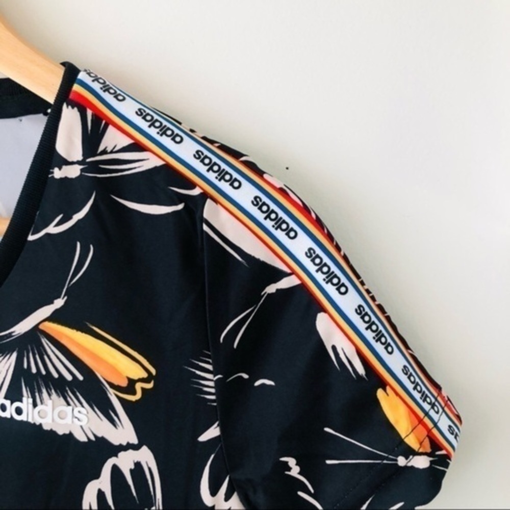 adidas x Farm Rio Black Butterfly Print Dress Size XS Brazilcore Athleisure Boho - Picture 8 of 14